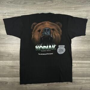 Vintage Kodiak Smokeless Tobacco Shirt Mens XL Black Bear Graphic Promo 90s